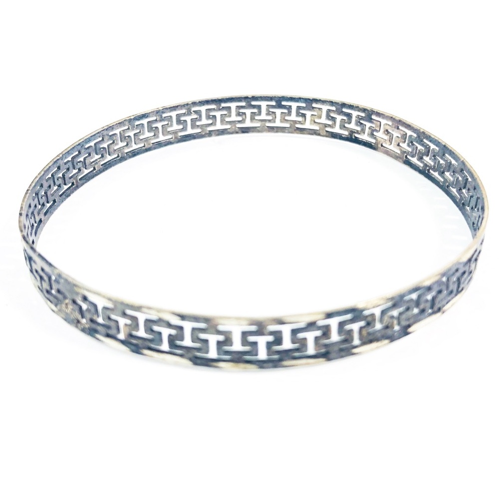 Vintage sterling silver Greek key bracelet 7 1/2”